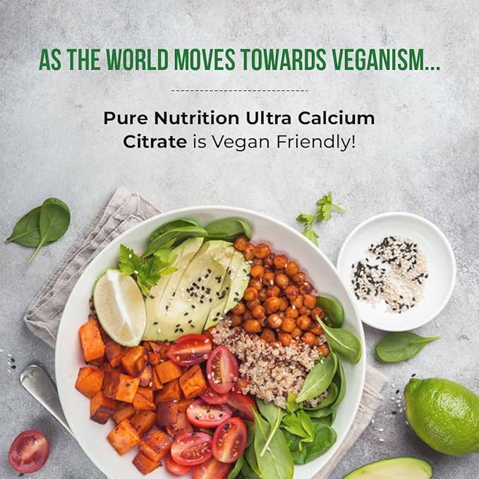 Pure Nutrition Ultra Calcium Citrate 1000mg Highly absorbable Calcium Supplement with Calcium Citrate Malate, Vitamin D, Zinc and Magnesium - 1 Tablet Daily (90 Veg Tabs) Non-GMO | Gluten-Free