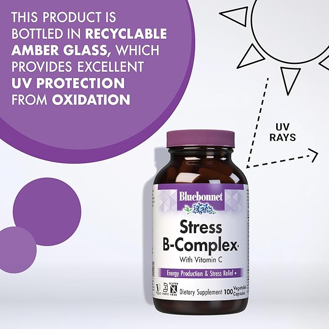 Bluebonnet Nutrition Stress B Complex Vegetable Capsules, 50 Count