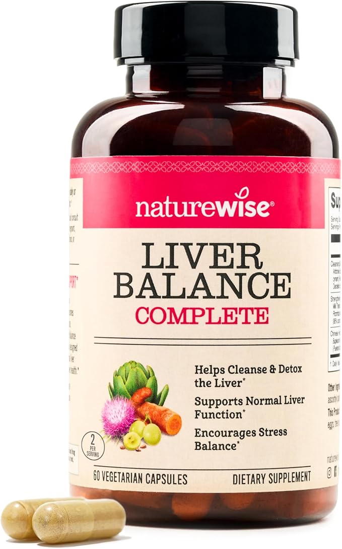 NatureWise Liver Detox Cleanse Supplement (30 Servings) Triple Repair Formula with Milk Thistle, Turmeric, Reishi & Kudzu to Encourage Toxin Removal & Support Normal Function (60 Veg Capsules)
