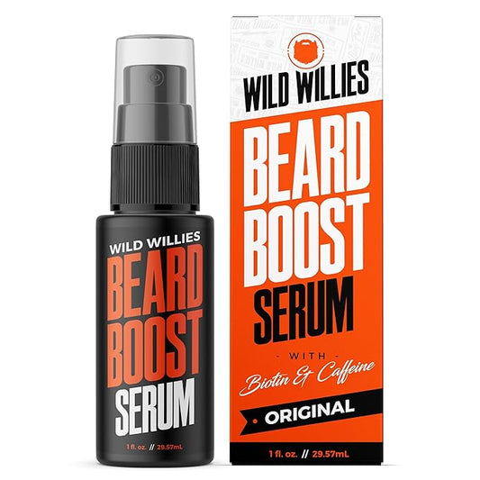 Wild Willies Beard Growth Serum - Natural Enhancer with Biotin, Caffeine & Essential Oils for Fuller, Thicker Facial Hair - Nourishing Daily Grooming