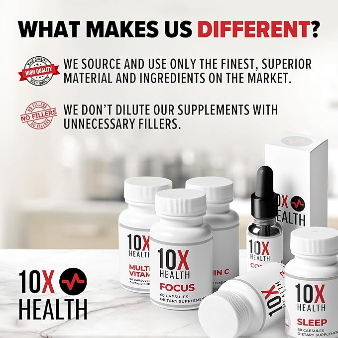 10X Health 5 MTHF Supplement - Methylated Multivitamin with Methylfolate & Magnesium for Brain, Heart Health, DNA & Neurotransmitter Synthesis - Bioavailable 5-MTHF Supplement - 60 Capsules