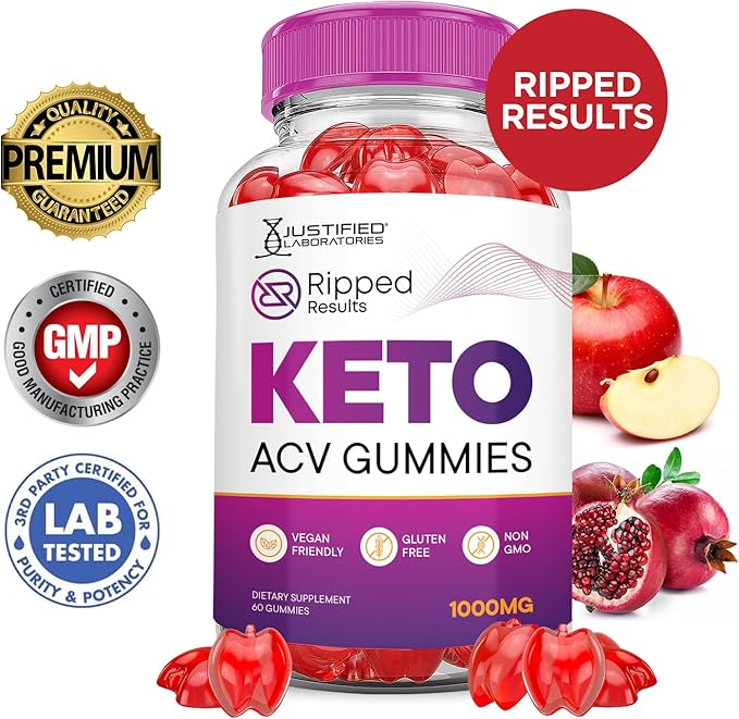(3 Pack) Ripped Results Keto ACV Gummies Advanced Formula 1000MG Ripped Results Keto Gummies Apple Cider Vinegar Formulated with Pomegranate Beet Juice Powder B12 Vegan Non GMO 180 Gummys