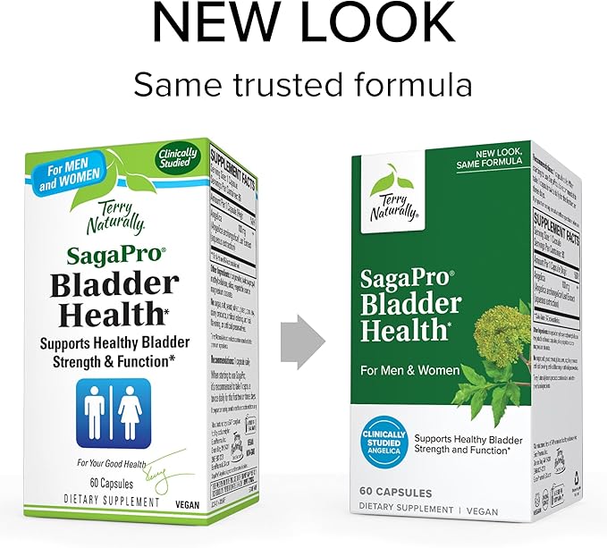 Terry Naturally SagaPro Bladder Health - 60 Capsules - Supports Bladder Strength & Function for Men & Women - Non-GMO, Vegan, Gluten Free - 60 Servings