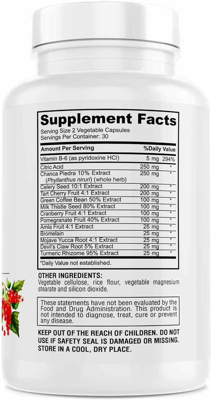 Uric Acid Cleanse – Supports Kidney, Liver, Gallbladder & Urinary Tract Health, Advanced Herbal Formula - 60 Capsules