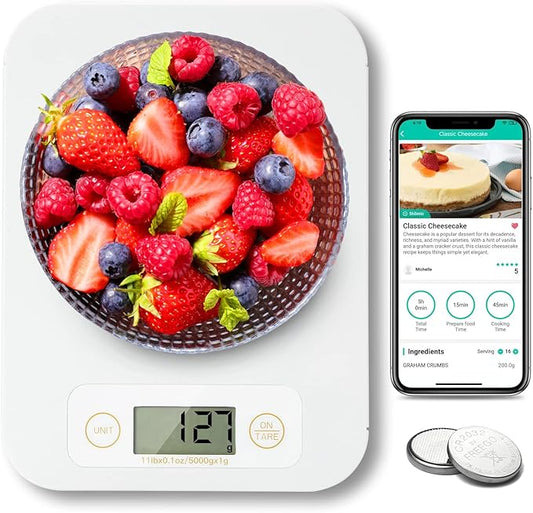Smart Food Scale - Digital Food Scales Grams and Ounces with Nutritional Calculator, Food Scale for Weight Loss, Kitchen Scales for Food Nutrition, Calorie Scale for Diet, Keto, Diabetics 0.1oz-11lb