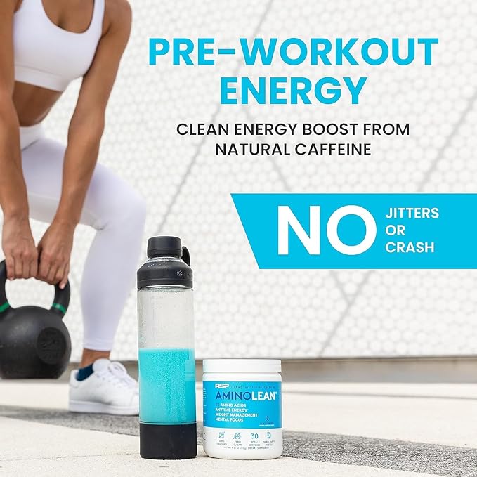 AminoLean Pre Workout Powder, Amino Energy with Natural Caffeine from Green Tea, Vegan BCAA Amino Acids, Cherry Lime (25 Serv)