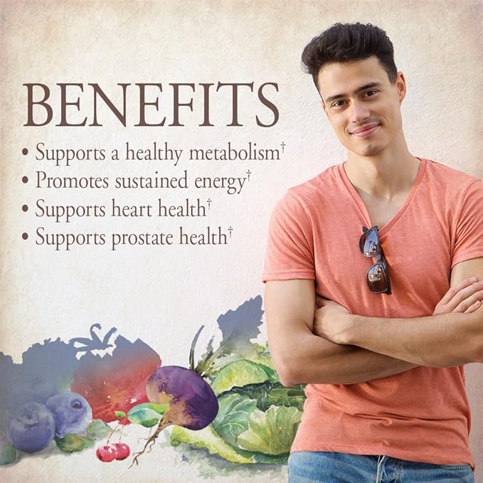 Garden of Life Organics Men's Once Daily Whole Food Multivitamin - 60 Tablets, Vegan Mens Multi for Health & Well-Being, Organic Mens Vitamins & Minerals, Vitamin C, Zinc