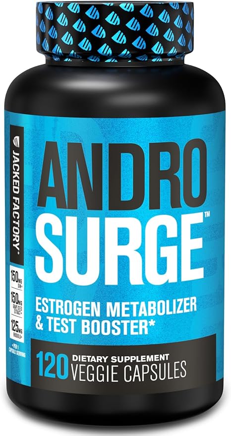 Androsurge Estrogen Blocker for Men - Natural Testosterone Booster for Men & Estrogen Metabolizer with Tongkat Ali, DIM, Long Jack & More - Test Booster & Muscle Builder - 120 Count