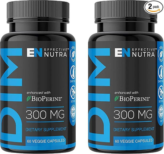 Dim Supplement 300mg - Extra Strength Diindolylmethane DIM for Men & Women + BioPerine - Estrogen Blocker for Men & Women - Estrogen Balance, Hormone, Menopause, Acne, PCOS (2 Pack)