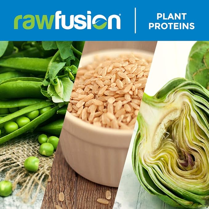 Rawfusion- Vegan Protein Powder, Vanilla Bean - 30 Servings, 21g of Plant Based Protein, Low Net Carbs, Non-Dairy, Gluten/ Lactose Free, Soy Free, Kosher, Non-GMO, 2lb Pound
