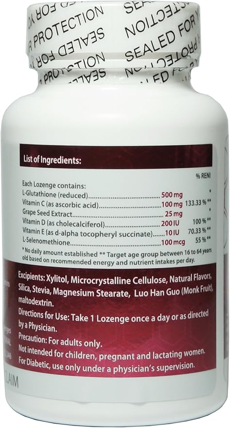 Glutathione Complex Dietary Supplement and Vitamins Skin Whitening