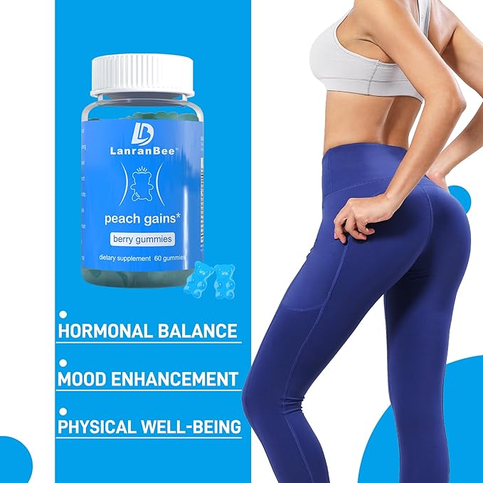 Booty Gummies | Bum Support Gummies for Women | Workout Enhancement |Vitamins for Women | Lift Hip line| Natural Botanical Blend | Berry Flavored | Womens Fitness Supplement (120 Count)