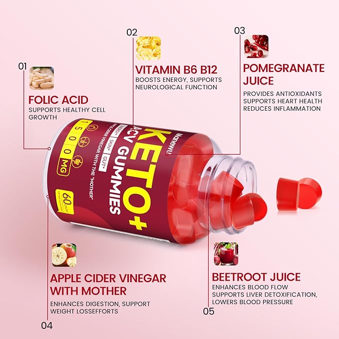 Advanced Keto ACV Gummies – 1500mg Apple Cider Vinegar with Mother, Vitamins B6 B12 – Natural, Organic, Vegan, Gluten-Free ACV Keto Supplement for Metabolism, Detox & Energy Boost – Made in The USA