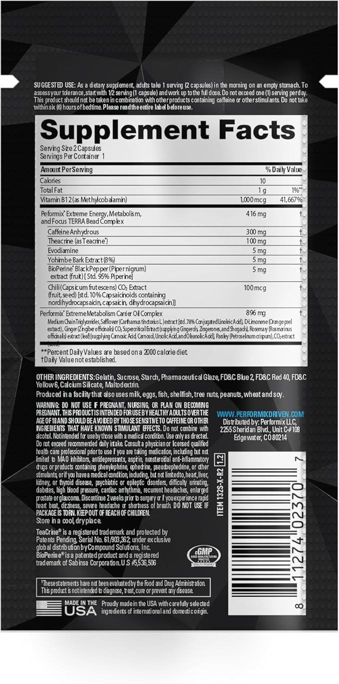 PERFORMIX - SST V2X - Pre Workout - 300 mg Caffeine - Energy Supplements - No Crash - Fitness Goals - Nootropic - Timed-Release for All Day Focus, Mood & Energy Boost - Men & Women - 2 Capsules