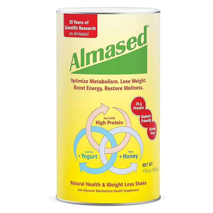 Almased Meal Replacement Shake - Low-Glycemic High Plant Base Protein Powder- Nutritional Weight Health Support Supplement - Original Flavor - 17.6 oz