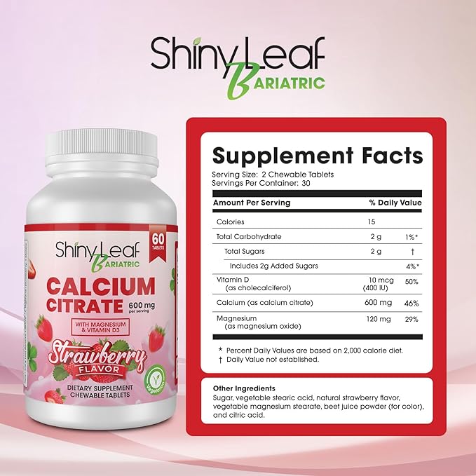 Bariatric Multivitamin with Iron Capsules and Calcium Citrate Chewable Strawberry Flavor - for Post Bariatric Surgery Including Gastric Bypass and Sleeve (1 Month)