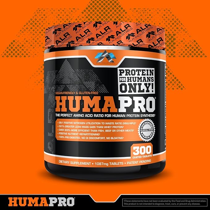 Humapro Tablets | Amino Acids Protein Matrix for Humans | 99% Utilization for Lean Muscle | Vegan, Gluten Free | 300 Tablets / 60 Servings