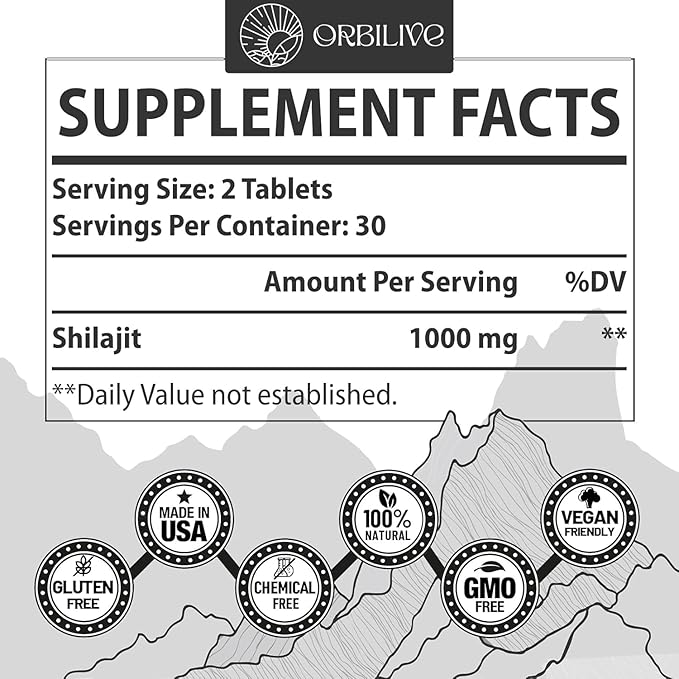 30,000 MG Shilajit Tablets, 100% Shilajit Pure Himalayan Organic, Shilajit for Men and Women Rich in Fulvic Acid & 85+ Trace Minerals, Shilajit Supplement for Energy & Immune System, 360 Count