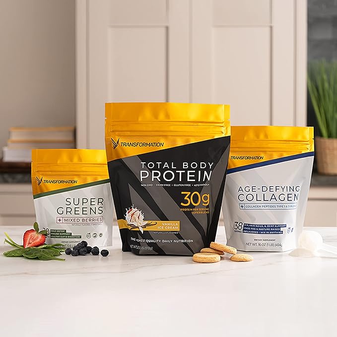 Transformation Protein Super Blend | Egg White, Collagen Peptides, and Plant Protein | 15 Billion CFU Probiotics | Digestive Enzymes | MCT Oil | Low Carb Shake for Men & Women | Chocolate, 10 pack