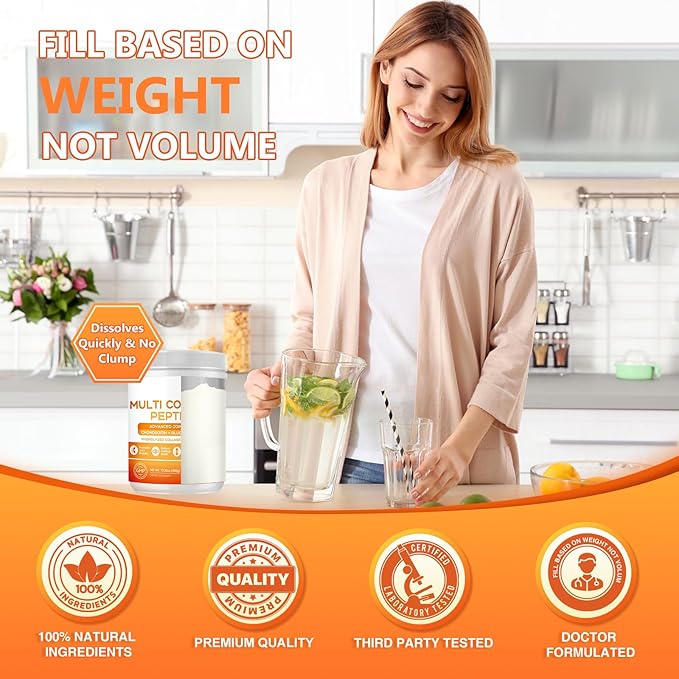 NATURE TARGET Multi-Collagen-Peptides-Powder for Joint Support, Hydrolyzed Collagen for Women Men with MSM + GC, Type I II III V X Collagen for Skin Hair & Nail, Non-GMO, 35 Servings