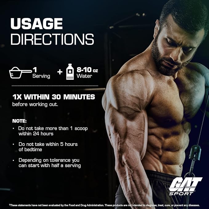 GAT SPORT Nitraflex Advanced Pre-Workout Powder, Increases Blood Flow, Boosts Strength and Energy, Improves Exercise Performance, Creatine-Free (Fruit Punch, 30 Servings)