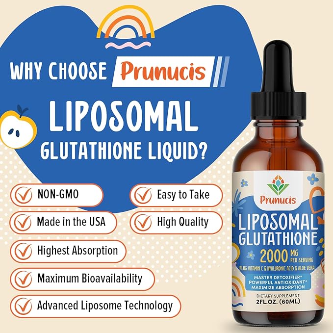 2000MG Liposomal Glutathione Liquid, 98% Absorption, Glutathione Liquid Supplement, Active Form L- Glutathione, Powerful Antioxidant Non-GMO for Immune System, Aging Defense, Detox, 16 FL.OZ