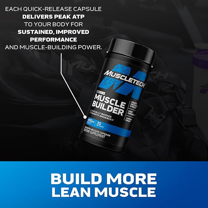 Muscletech Nitric Oxide Supplements for Men & Women, Muscle Builder (30 Capsules) - Nitric Oxide Booster Supplement Supports Muscle Gain & Performance - 400mg Peak ATP for Enhanced Strength
