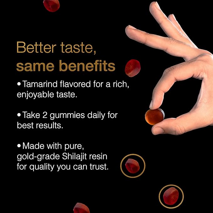 Be Bodywise Pure Himalayan Shilajit Gummies Gold I No Added Sugar I Ashwagandha, Gokshura| Fulvic Acid & 85+ Trace Minerals I for Men, Women I Non-GMO I 100% Natural & Organic I 120 Gummy I Pouch