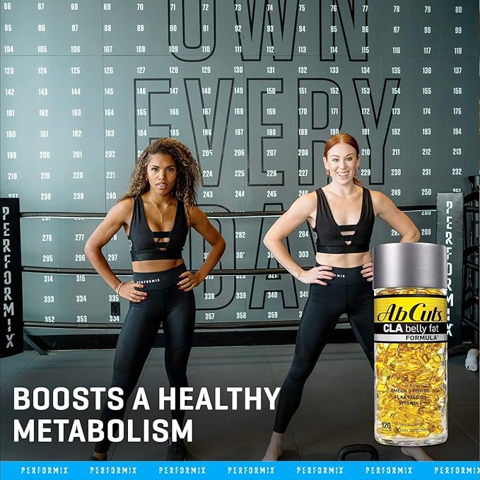 CLA Belly Fat Formula - 80 Easy-to-Swallow Softgels - Omega 3 Fish Oil, Flaxseed Oil and Vitamin E - Helps Increase Antioxidant Supply and Healthy Body Composition