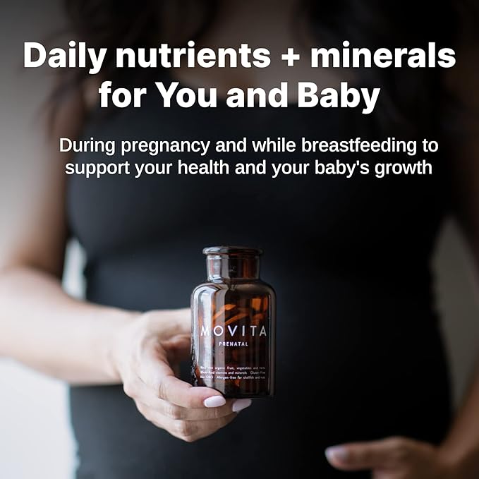 Movita Prenatal Multivitamin – Organic Fermented Whole Foods for Healthy Pregnancy, Fetal Development & Postnatal Support – Vegan, Gluten-Free, Non-GMO, 30-Day Supply (Glass Bottle)