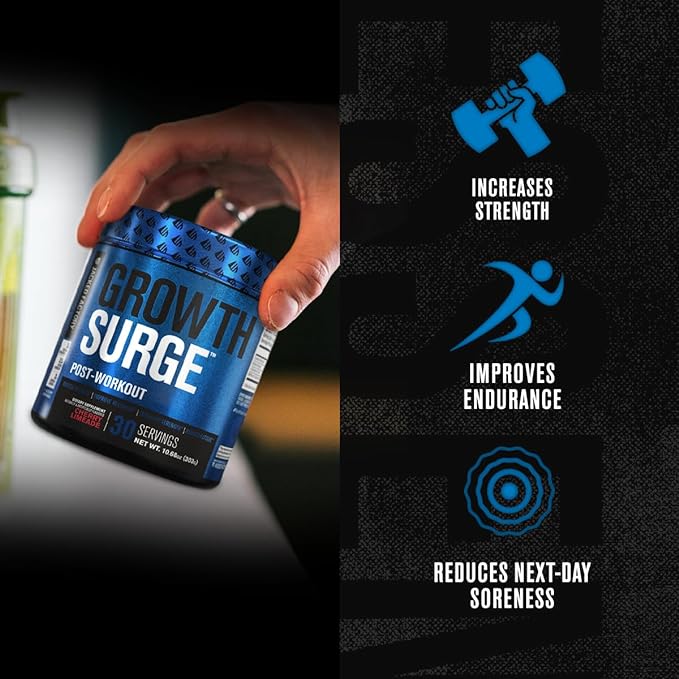 Jacked Factory Growth Surge Creatine Post Workout w/L-Carnitine - Daily Muscle Builder & Recovery Supplement with Creatine Monohydrate, Betaine, L-Carnitine L-Tartrate - 30 Servings, Cherry Limeade