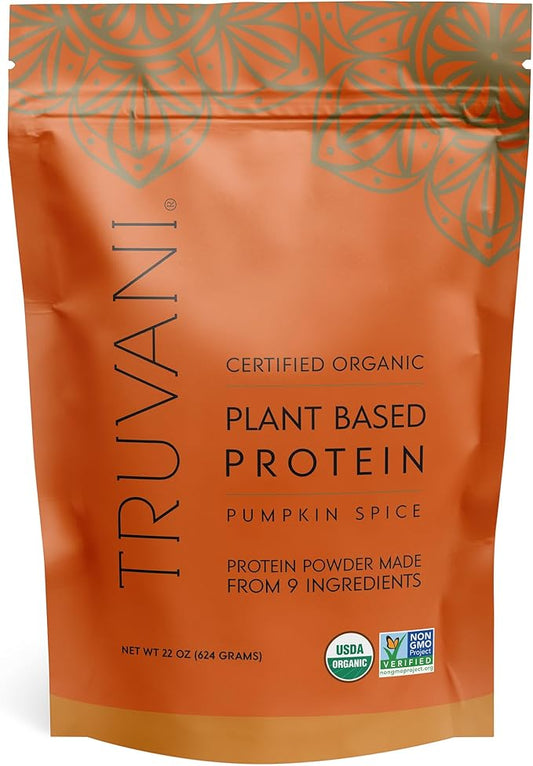 Truvani Vegan Pea Protein Powder | Pumpkin Spice | 20g Organic Plant Based Protein | 20 Servings | Keto | Gluten & Dairy Free | Low Carb | No Added Sugar