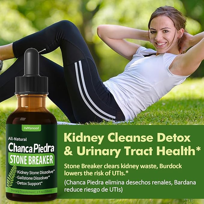 Herbal Drops Extract with Stone Breaker, Kidney Stone Dissolve & Gallstone Dissolver, Detox Support. 6oz-Apple