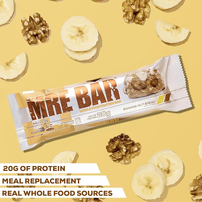 REDCON1 MRE Protein Bar, Crunchy Peanut Butter Cup - Contains MCT Oil + 20g of Whole Food Protein - Easily Digestible, Macro Balanced Low Sugar Meal Replacement Bar (12 Bars)