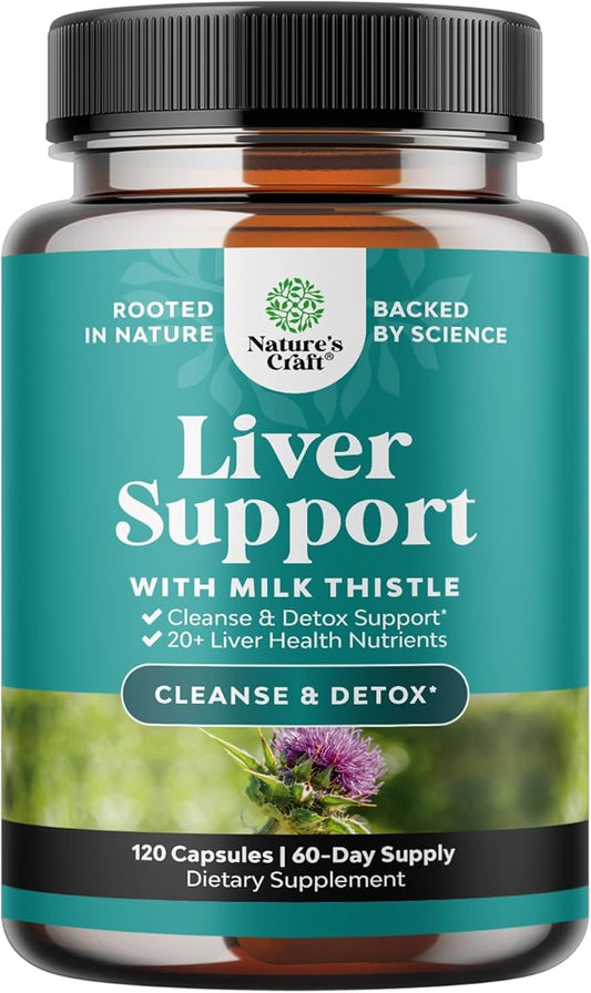 Liver Cleanse Detox & Repair Formula - Herbal Liver Support Supplement with Milk Thistle Turmeric Dandelion Root & Artichoke Extract for Liver Health - Silymarin Milk Thistle Liver Detox Capsules 120
