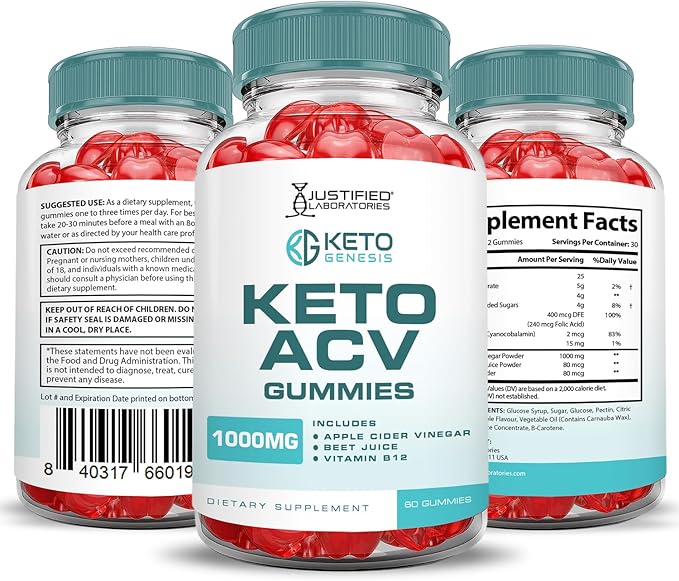 (5 Pack) Keto Genesis Keto ACV Gummies Advanced Formula 1000MG Keto Genesis Keto Gummies Apple Cider Vinegar Formulated with Pomegranate Beet Juice Powder B12 Vegan Non GMO 300 Gummys