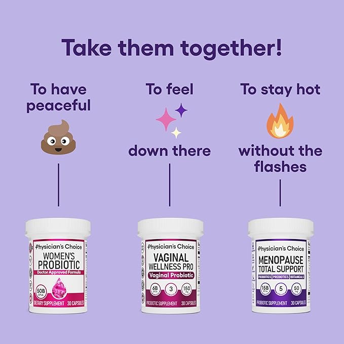 Physician's CHOICE Menopause Probiotic Supplement for Women - Supports Hormone Balance, Hot Flashes, Night Sweats, Weight Management, Bloating & Gut Health - with Black Cohosh, Resveratrol+ - 30ct