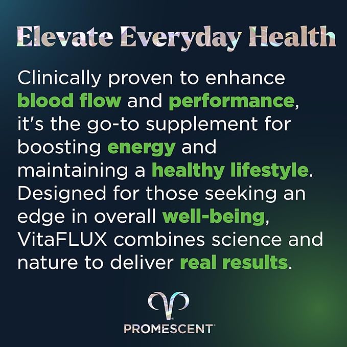 Promescent VitaFLUX Nitric Oxide Booster for Women, Supports Circulation, Energy & Mood, Contains Essential Amino Acids L Arginine 2000mg, L Citrulline 1000mg, L Carnitine 1000mg (30 Servings)