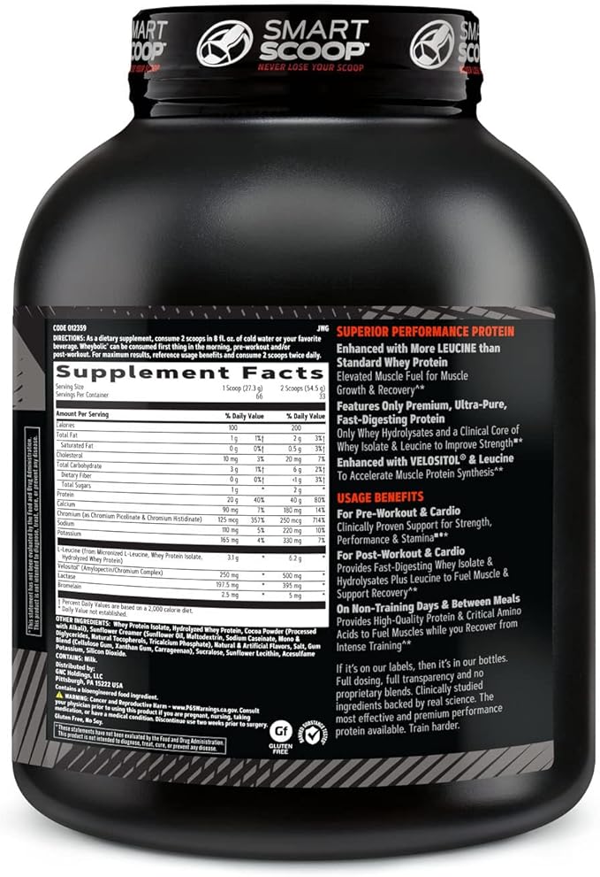 GNC AMP Wheybolic Protein Powder | Targeted Muscle Building and Workout Support Formula | Pure Whey Protein Powder Isolate with BCAA | Gluten Free | Chocolate Fudge | 33 Servings