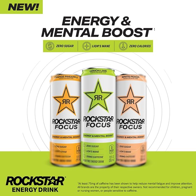 Rockstar Focus, Lemon Lime, 12 Fl Oz Cans (Pack of 12)
