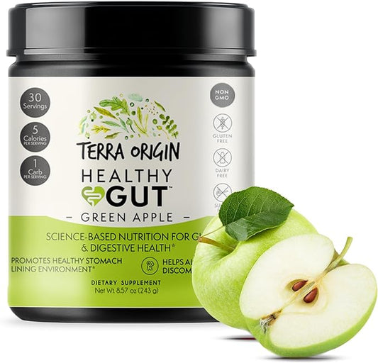 Healthy Gut Green Apple | 30-Servings with L-Glutamine, Zinc, Glucosamine, Slippery Elm Bark, Marshmallow Root and More!