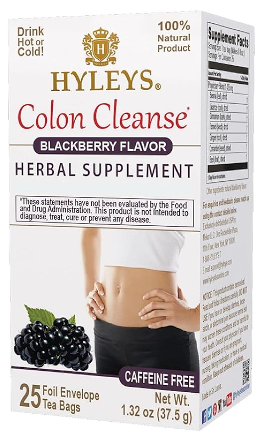 Hyleys Colon Cleanse Tea Blackberry Flavor (6 Pack - 150 Tea Bags Total)