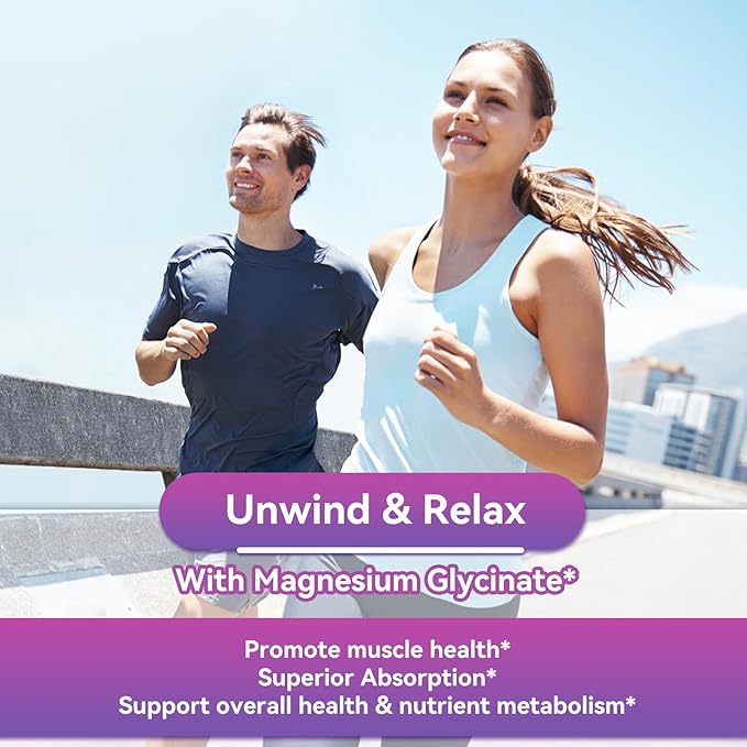 Magnesium Glycinate Gummies 400mg with L-Threonate 200mg - Sugar-Free Magnesium Potassium Supplement with Vitamin D, B6, CoQ10 for Muscle - 60 Mixed Berry Flavored Gummies