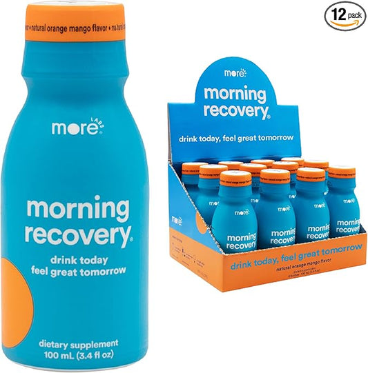 Morning Recovery Electrolyte, Milk Thistle Drink Proprietary Formulation to Hydrate While Drinking for Morning Recovery, Highly Soluble Liquid DHM, Orange Mango, Pack of 12