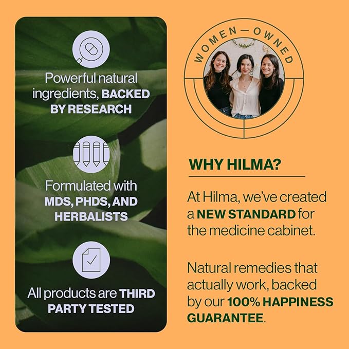Hilma Daily Pre + Probiotic + Herbs – Support Gut Health with Prebiotics and Probiotics Plus Gas and Bloating Relief for Women & Men – 60 Vegan Capsules