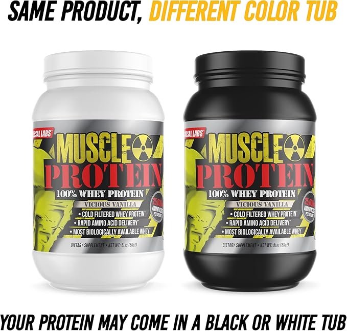 Muscle Protein Whey Powder [5 lbs/Pack of 1]–Strawberry Protein Powder, Cold Filtered, 25g Pure Protein, 6.6g BCAAs (Packaging May Vary)