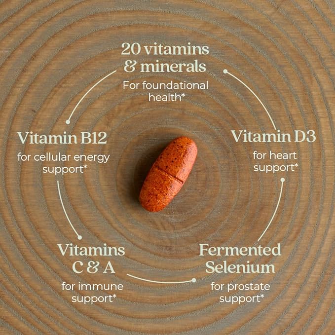 New Chapter Men's Multivitamin 50 Plus for Brain, Heart, Digestive, Prostate & Immune Support with 20+ Nutrients + Astaxanthin - Every Man's One Daily 55+, Gentle on The Stomach - 72 ct