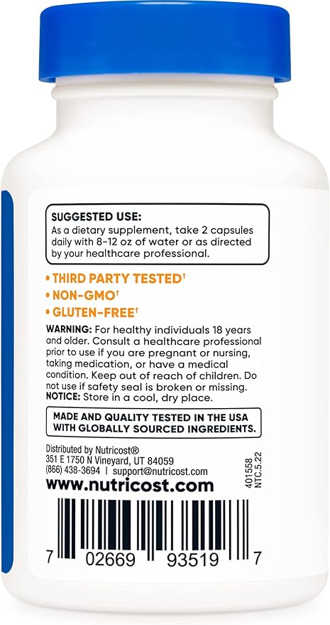 Nutricost Coleus Forskohlii 500mg Serving - Maximum Strength Formula 60 Caps (2 Bottles)