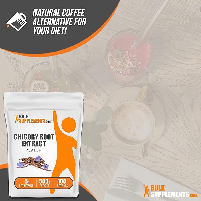 BulkSupplements.com Chicory Extract Powder - Chicory Root Supplement, Chicory Root Powder - Fiber Supplement, Gluten Free, 5g per Serving, 500g (1.1 lbs) (Pack of 1)