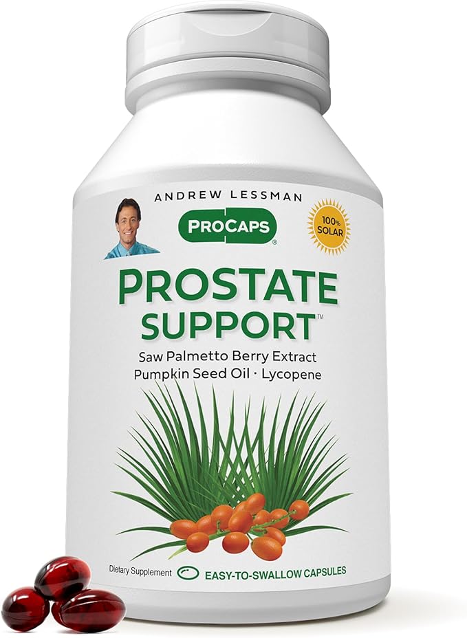 ANDREW LESSMAN Prostate Support Supplement for Men's Health, 30 Softgels, No Additives - Saw Palmetto for Men, Pumpkin Seed Oil, Lycopene & Omega-3 for Prostate Health, Urinary & Bladder Function